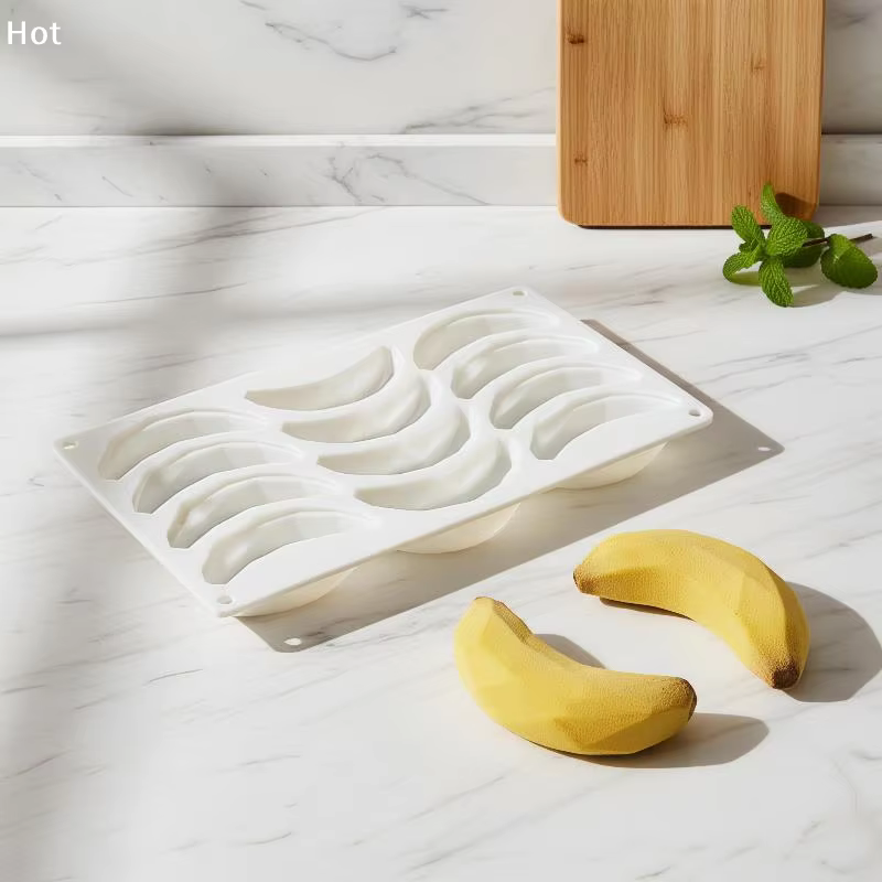 Moule en silicone à 6/12 cavités pour pudding au chocolat, desserts, pâtisseries françaises, bougies et gâteaux mousse banane - Furnishing world