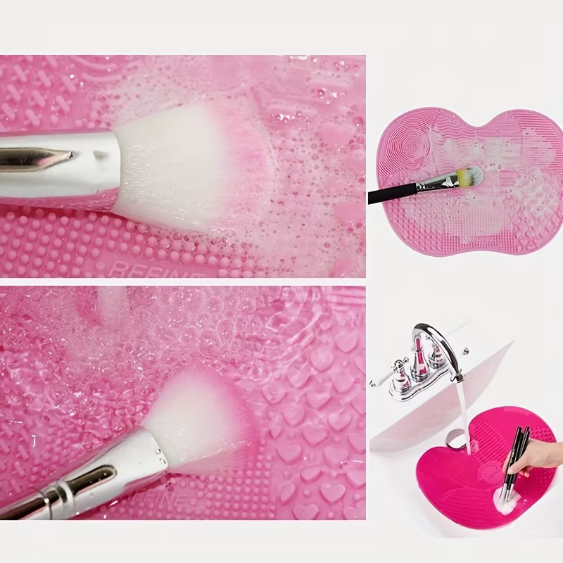 Tampon de nettoyage de brosse de maquillage en forme de pomme en Silicone