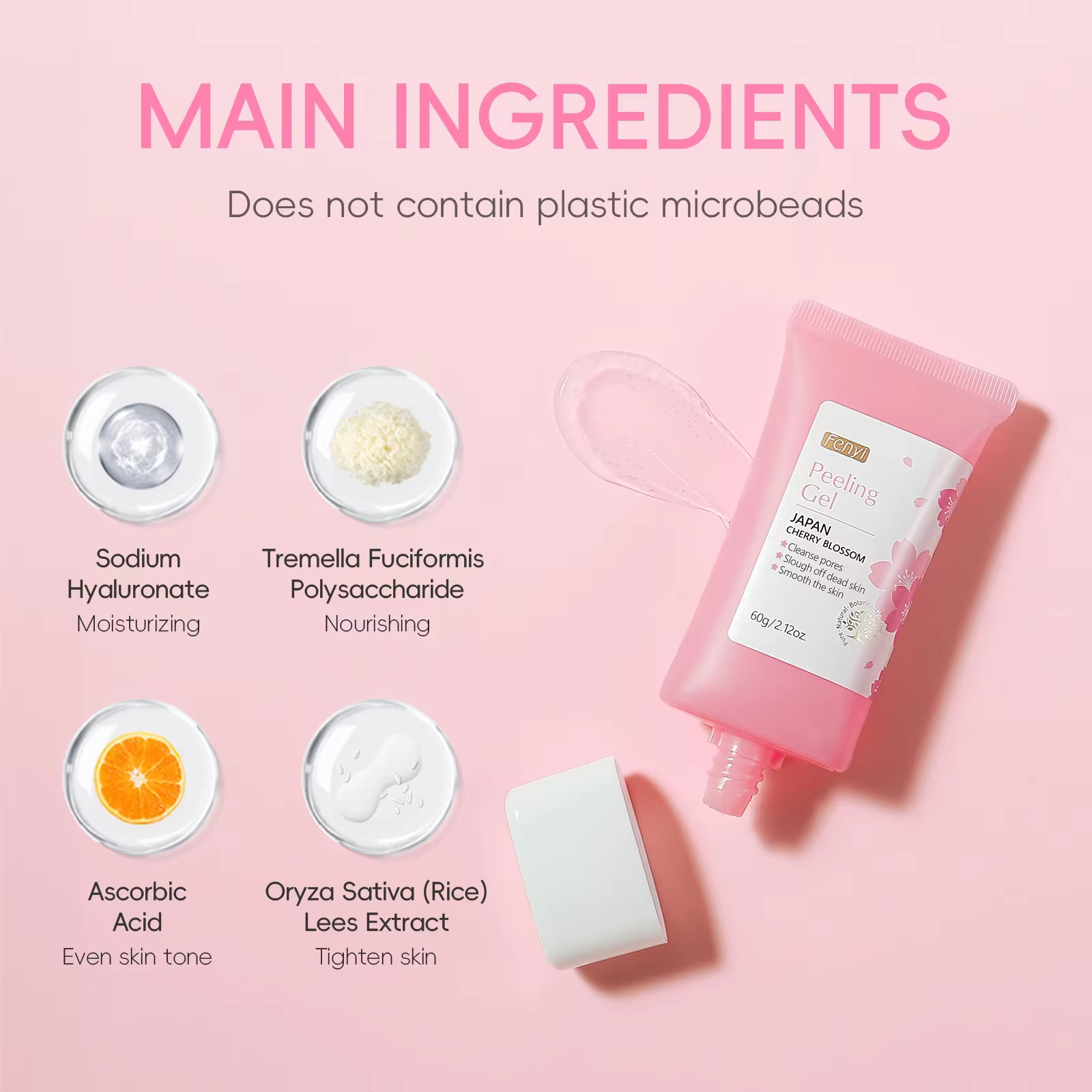 Sakura visage nettoyage en profondeur Gel exfoliant soins de la peau blanchissant hydratant réparation gommage