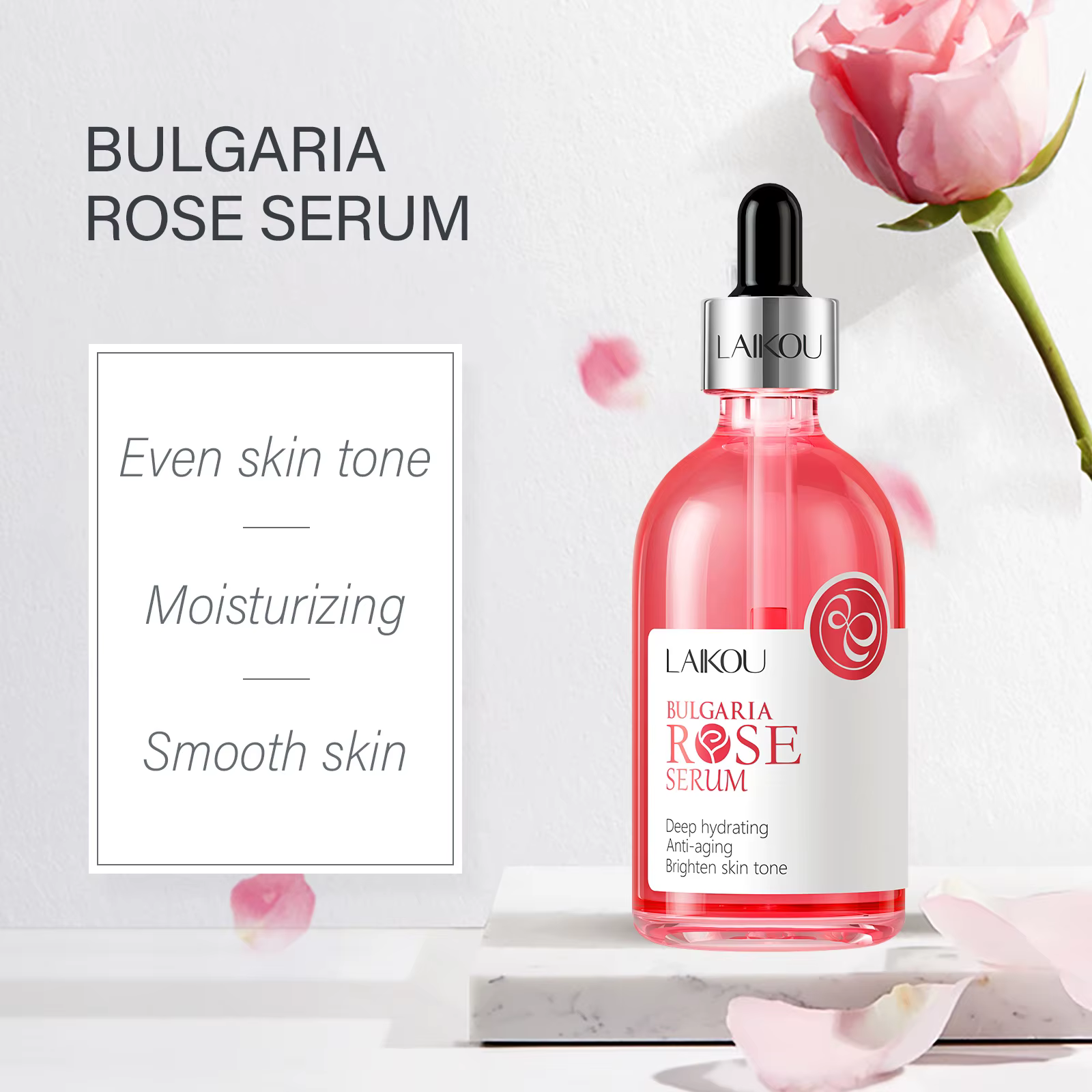 LAIKOU Solution d'essence de fleur de cerisier ou de rose Soins du visage hydratants Éclair Serrer Hydratant Réparateur Apaiser adoucir 100 ml
