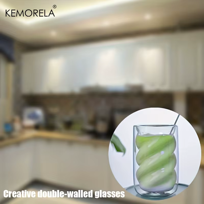 KEMORELA Tasse à café à double paroi, tasse à cappuccino 1/2 pièces 320ML, tasse à thé en spirale adaptée au café au lait, au thé glacé et au café froid