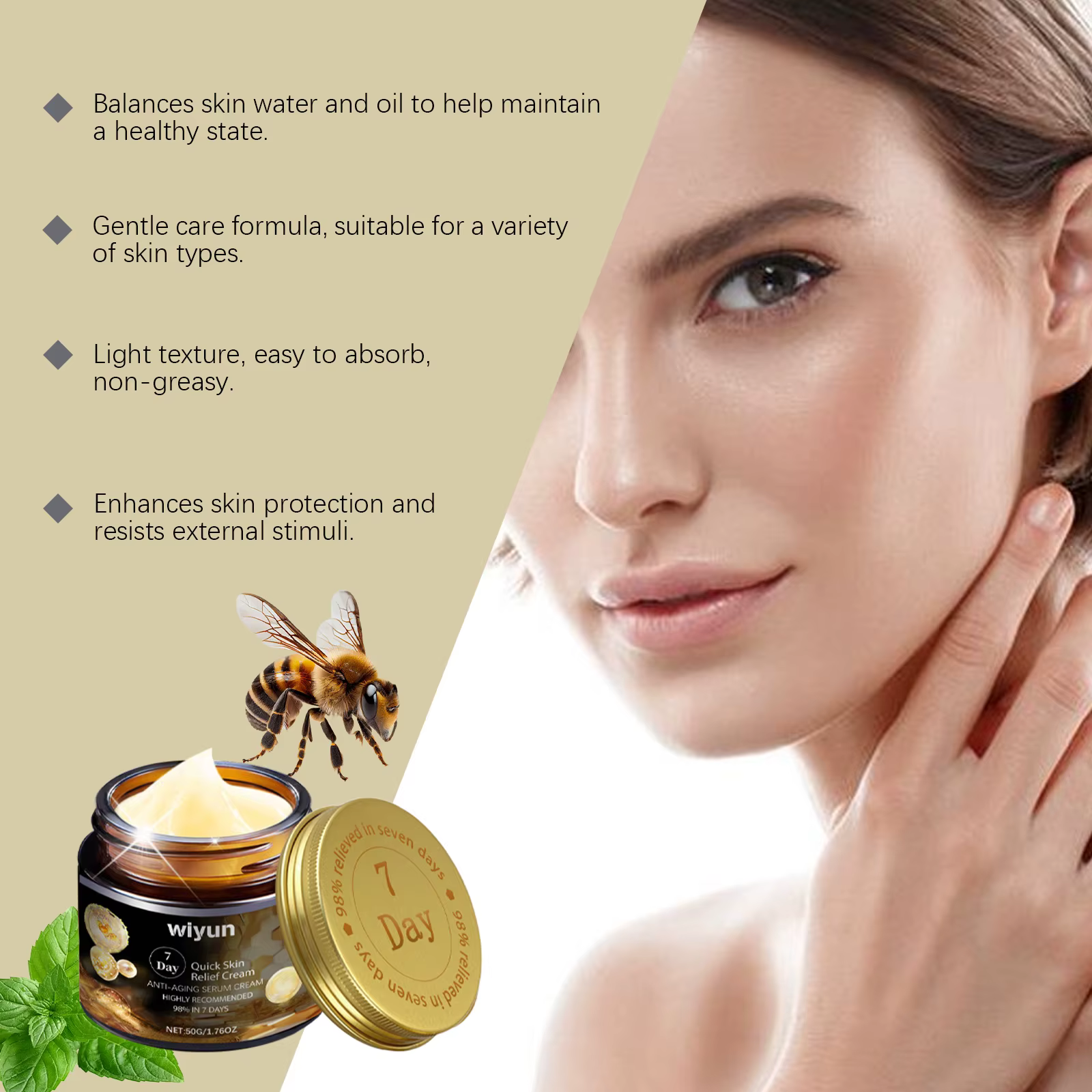 Crème pour le visage pour l'élimination des taches brunes et des ridules