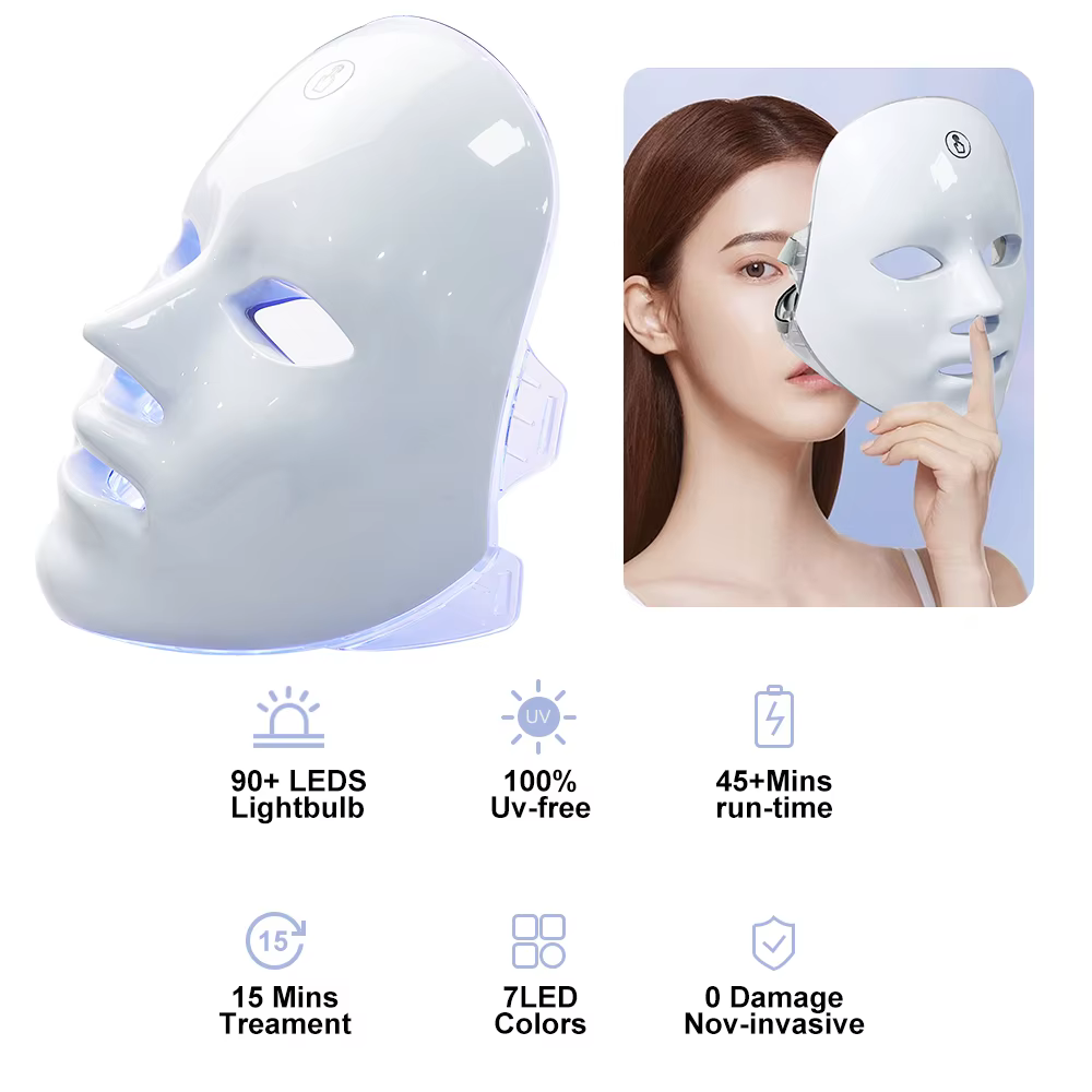 7 couleurs lumière masque LED Photon soins de la peau du visage beauté réparation