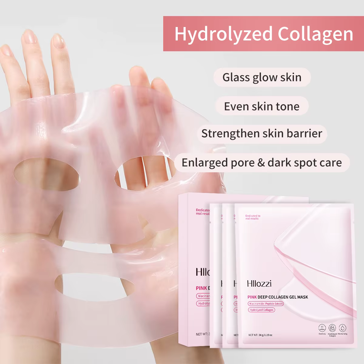 Masque en gel de collagène rose