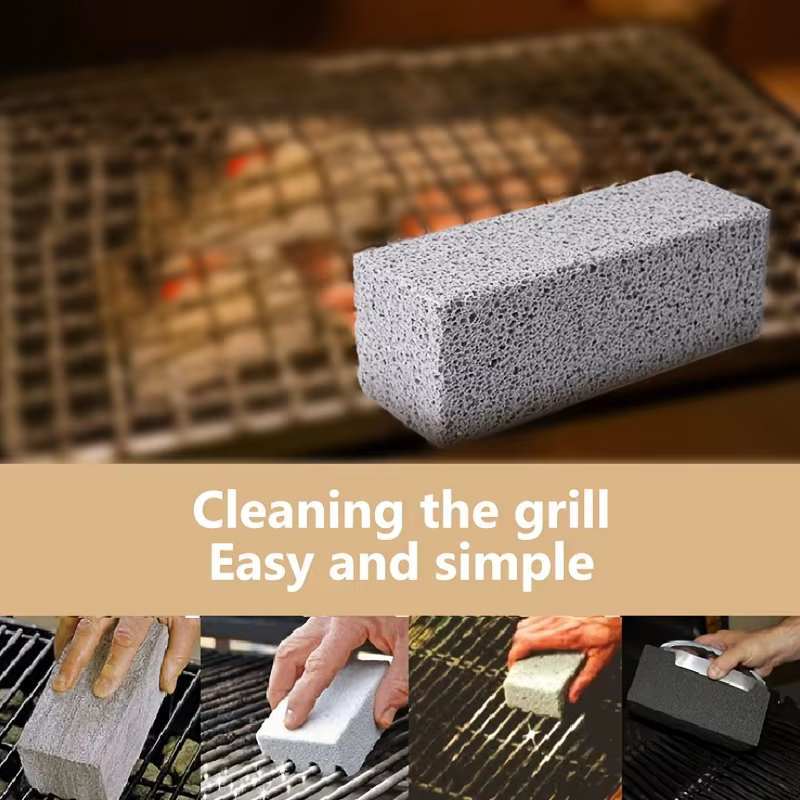 Pierre ponce pour nettoyage de gril, brique de nettoyage pour barbecue, pierre de nettoyage pour grille extérieure, outil de cuisine ﻿
