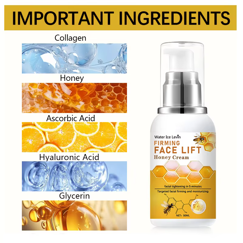 Crème de lifting instantanée au miel et pour la peau ferme