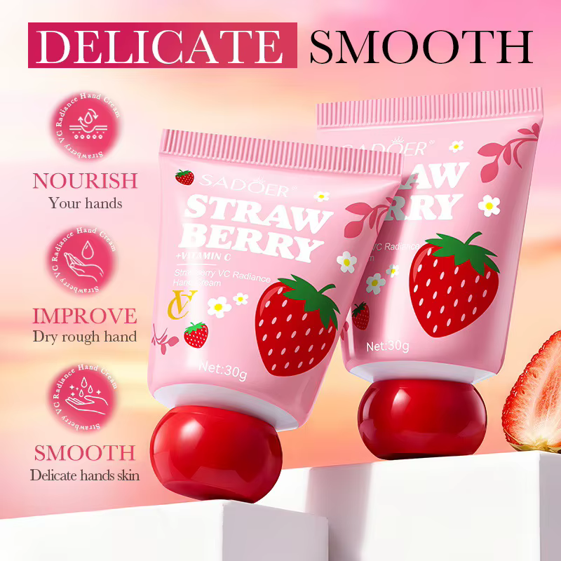 Crème éclaircissante pour les mains SADOER fraise VC (version langue étrangère) 30g