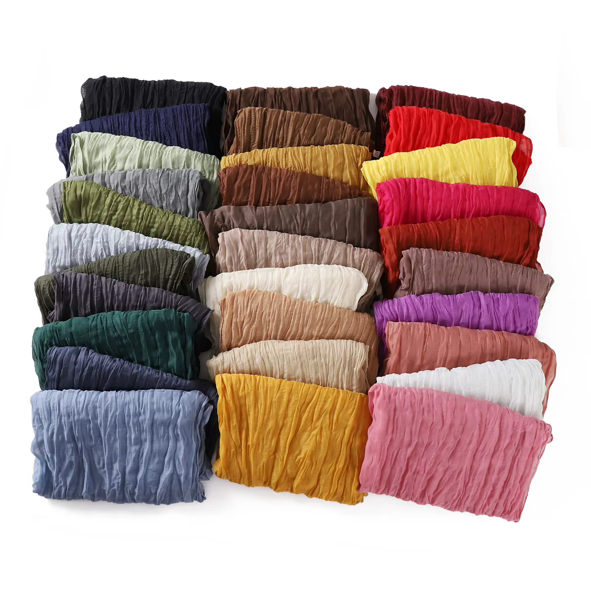 Écharpe froissée pour femmes filles étudiants printemps nouvelle couleur unie coton Voile mince foulards doux tricot châle femme Wrap châles