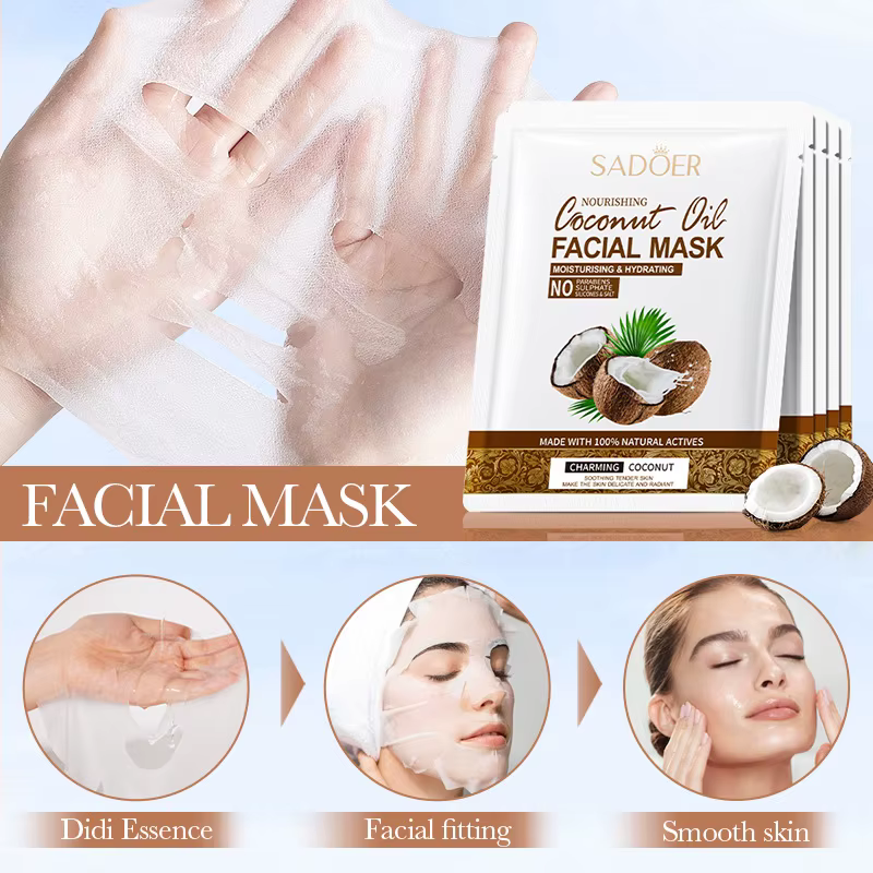 5 pièces SADOER noix de coco masque Facial soin du visage hydratant raffermissant