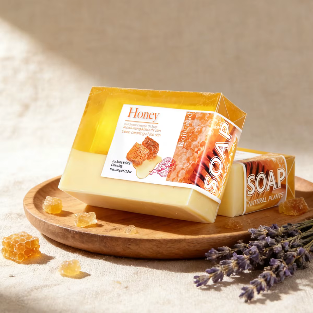 Savon fait à la main au lait de chèvre et au miel bicolore