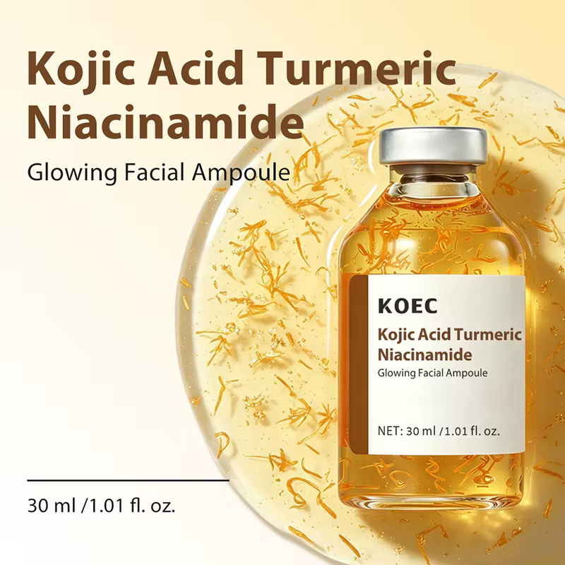 Sérum Ampoule Visage à l'Acide Kojique et au Curcuma avec Niacinamide – Essence Hydratante et Nourrissante en Profondeur