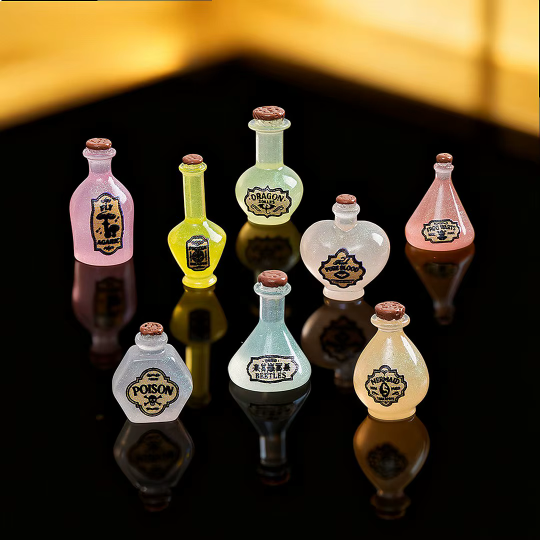 100 mini-bouteilles de potion magique lumineuses en résine, accessoires de décoration pour maison de poupée, bricolage pour porte-clés et bijoux