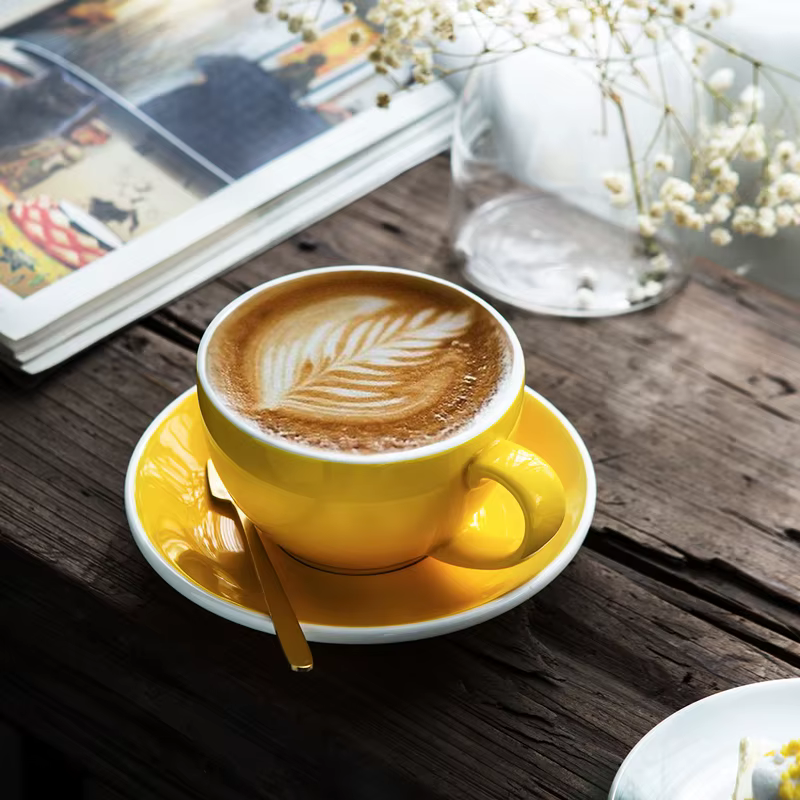 Tasse à café en céramique épaisse créative 350ml Latte Cappuccino tasse à café et soucoupe maison tasse de thé de l'après-midi décoration de la maison cadeau