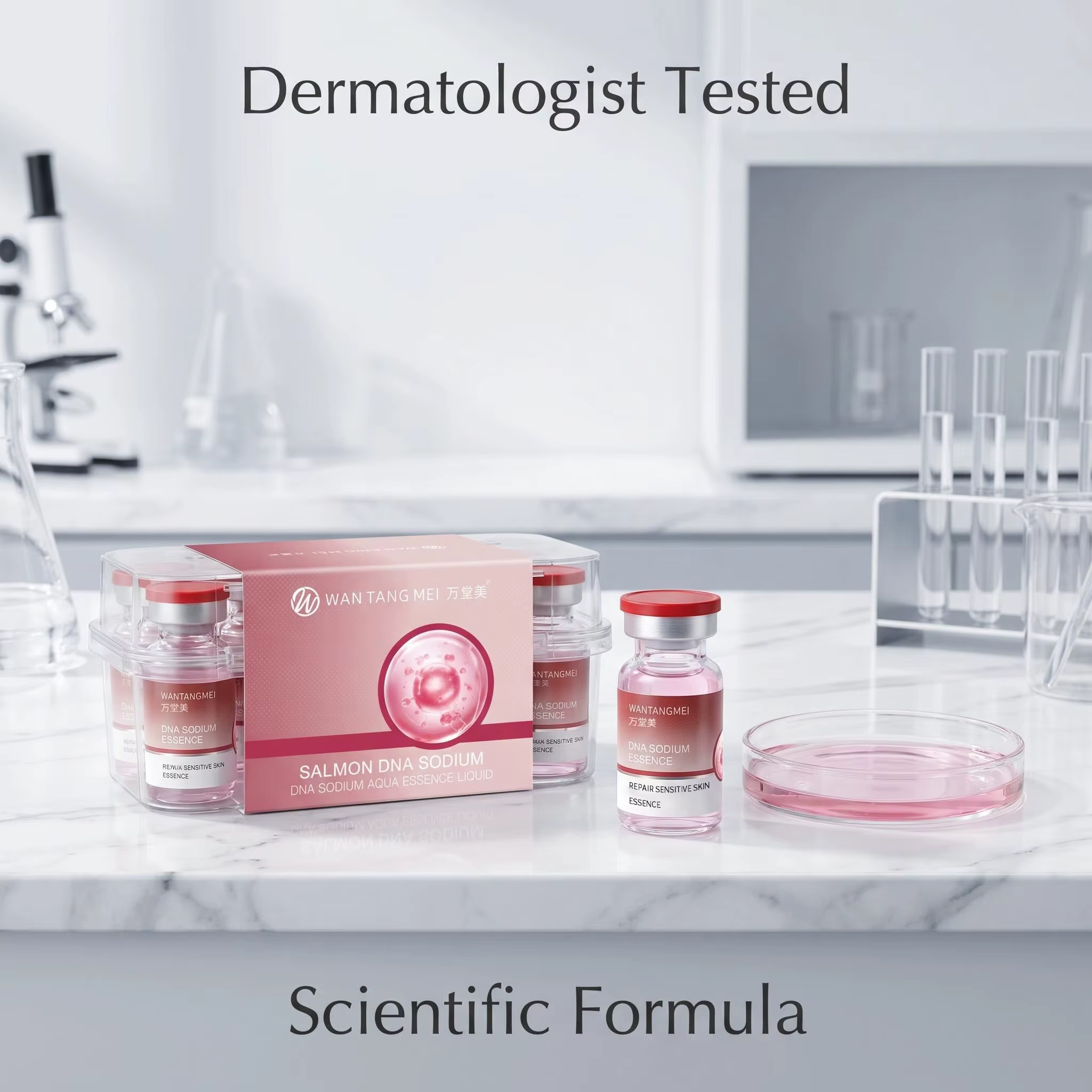 Sérum Ampoule Anti-rides au DNA de Saumon et Collagène, Essence Hydratante Visage Éclaircissante et Raffermissante pour Atténuer les Rides Fines
