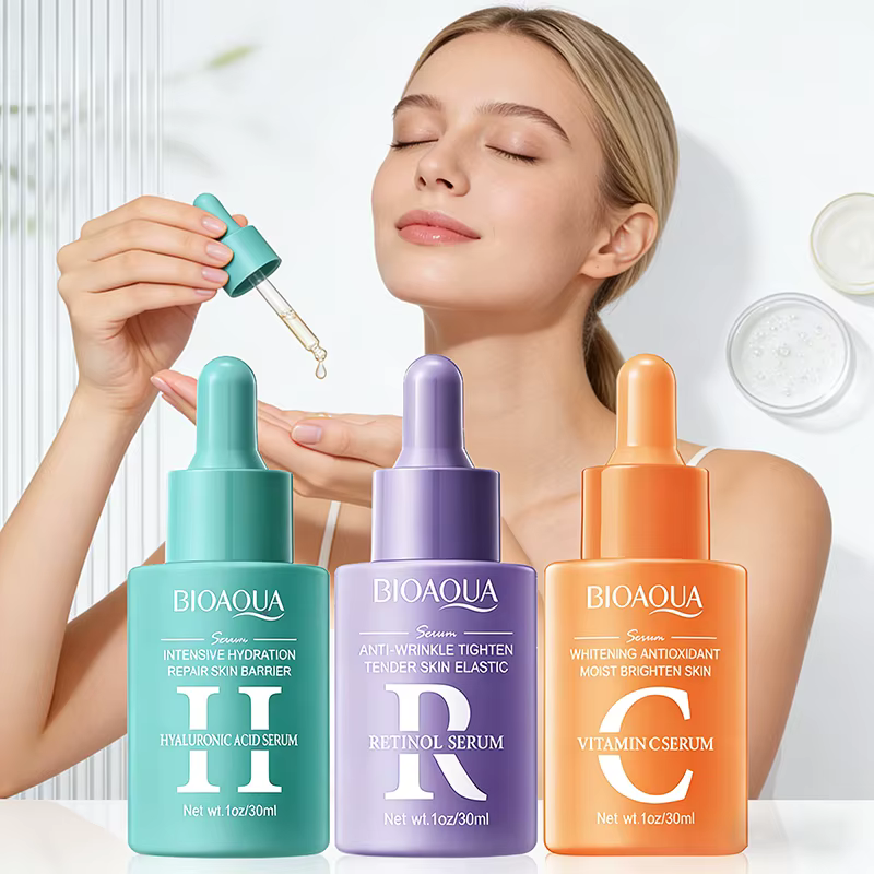 BIOAQUA vitamine C rétinol acide hyaluronique sérum pour visage hydratant Anti-rides Anti-âge blanchissant Essence