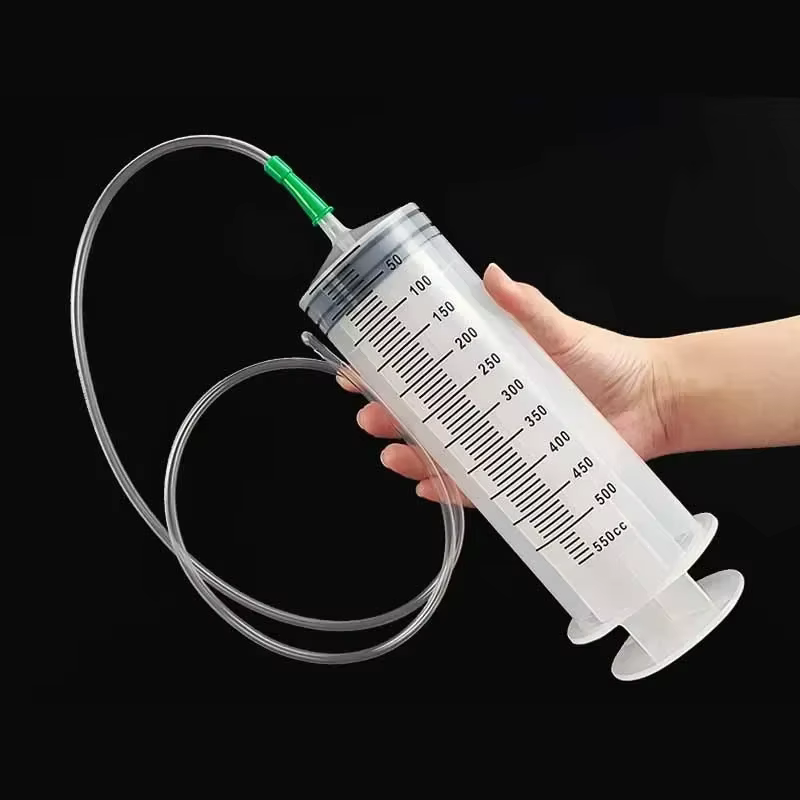 Seringue de grande capacité sous vide 100/200/300/500ml, pompe à huile réutilisable avec tuyau de 1m, pompe doseuse d'alimentation nutritionnelle pour animaux de compagnie