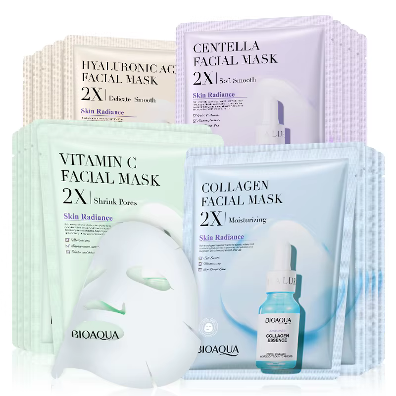 20 pièces BIOAQUA Centella collagène masque pour le visage hydratant rafraîchissant feuille masques acide hyaluronique