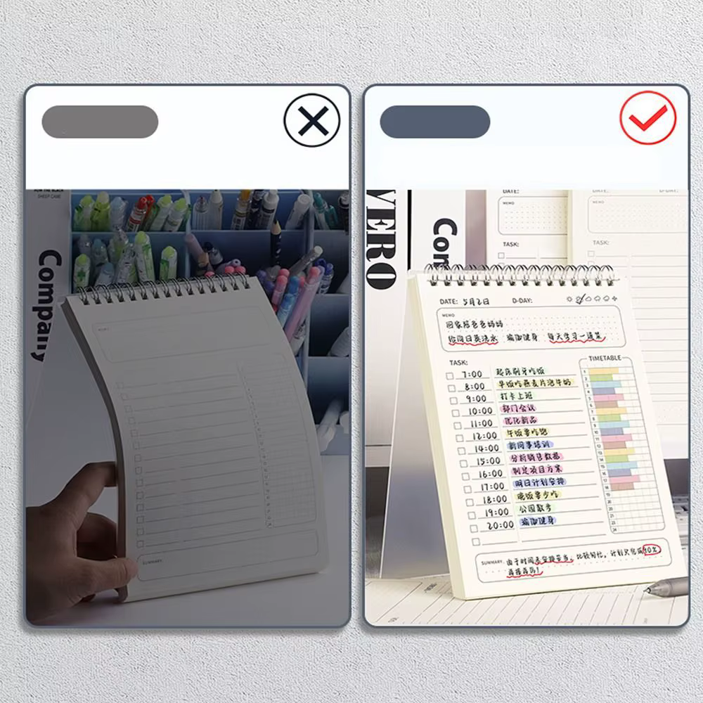 Organisateur d'horloges de forme d'auto-inspection, gestion du temps, planificateur quotidien, liste de choses à faire, remplissage d'écriture à feuilles mobiles