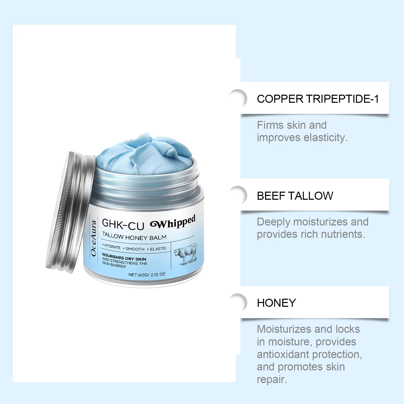 Baume bleu hydratant visage et corps au cuivre (GHK-Cu)
