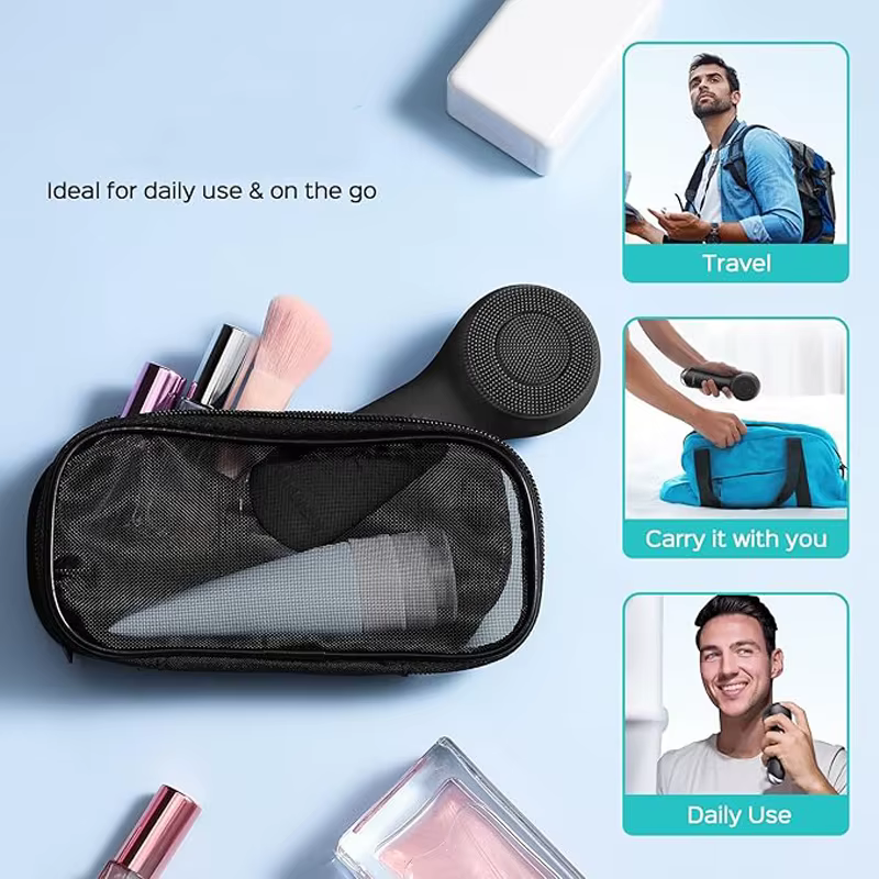 Brosse nettoyante pour le visage en silicone avec double rotation et modes de vibration