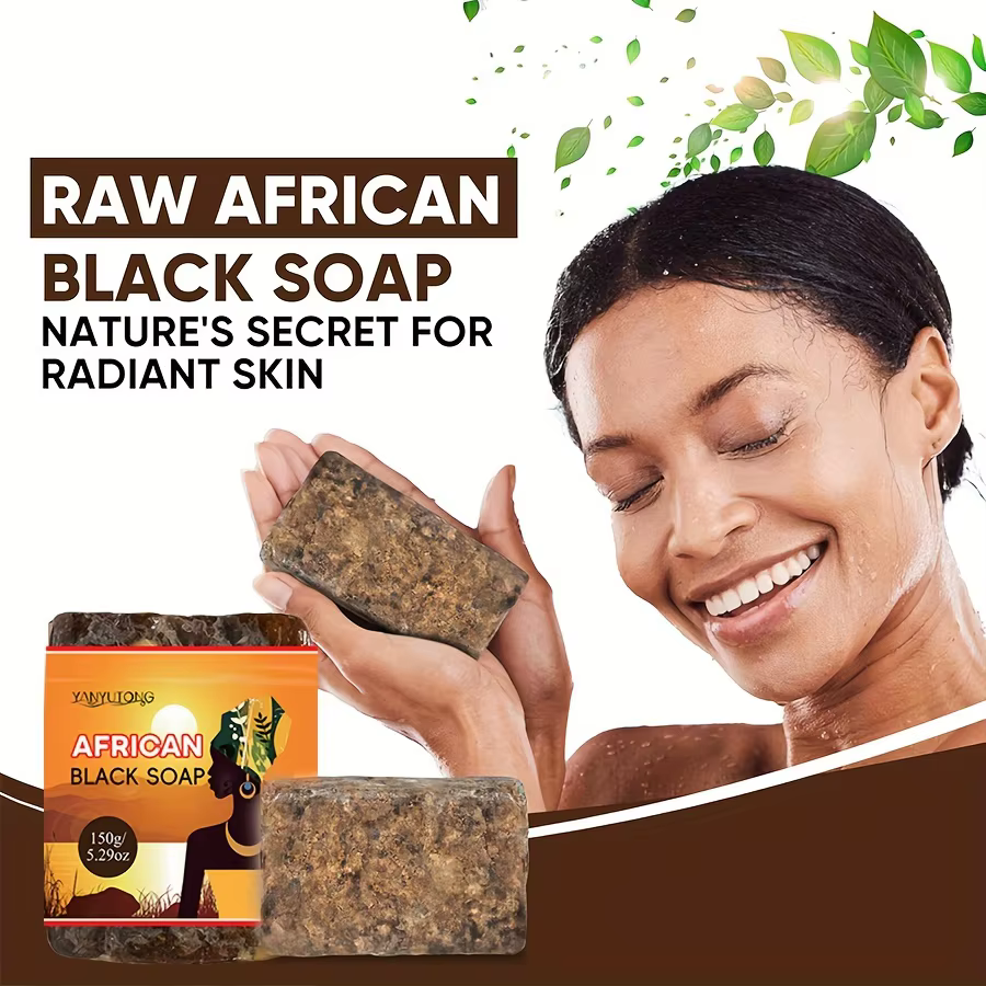 Savon noir africain nettoyage en profondeur exfoliant visage hydratant peau lissant