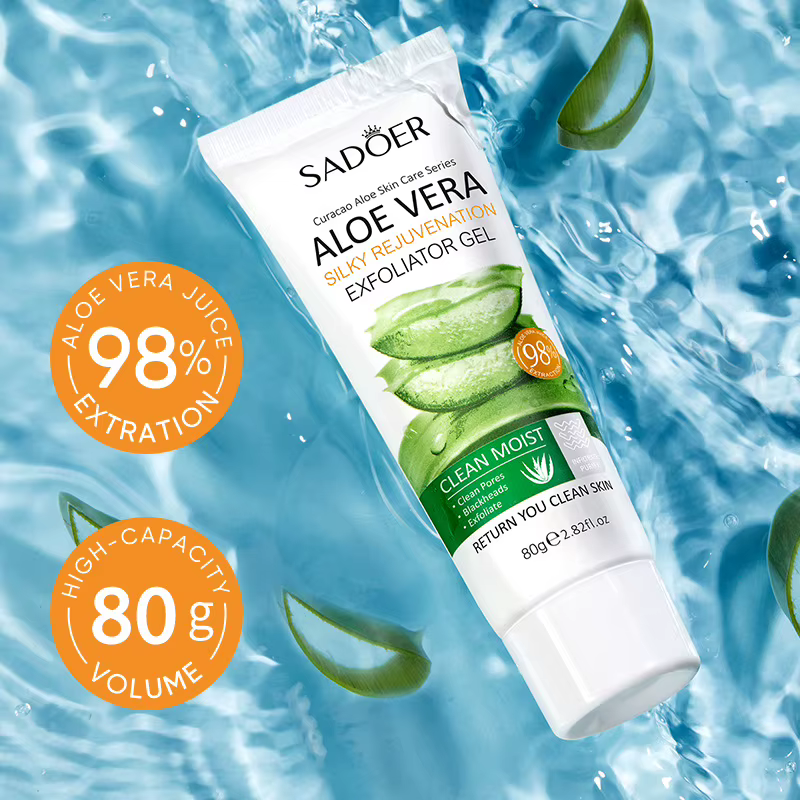 SADOER Gel Nettoyant Exfoliant Visage à l'Aloe Vera – Nettoyage Profond