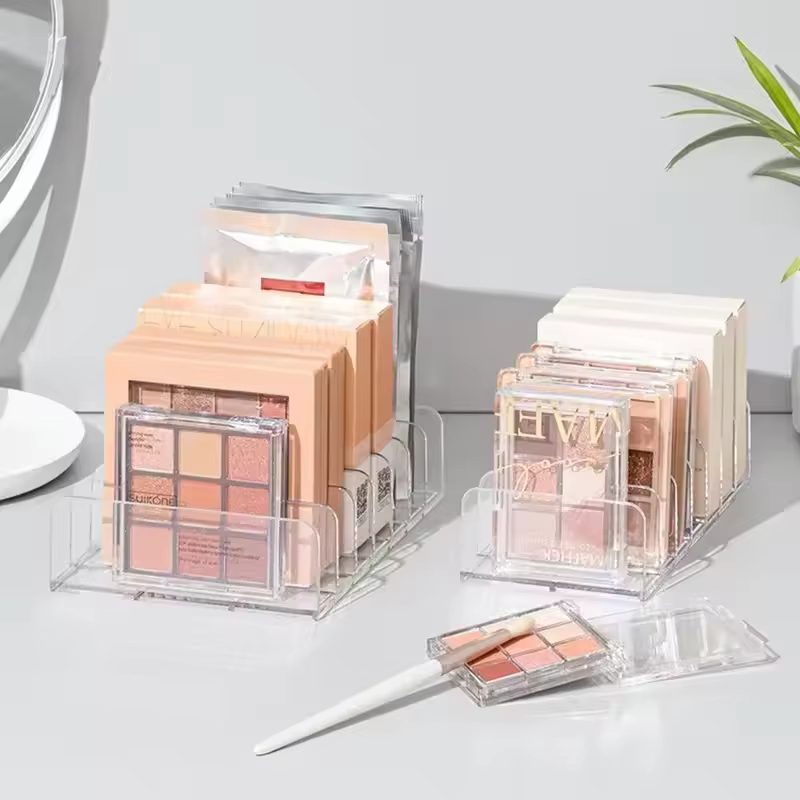 Boîte de rangement de maquillage, étagère de rangement transparente à 7 compartiments, affichage multi-cellules pour cosmétiques, fard à joues, fard à paupières, gain de place, Durable