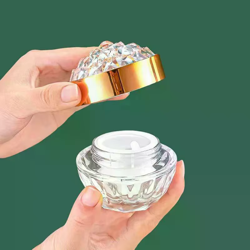 Pot de crème pour le visage en verre de luxe 50g