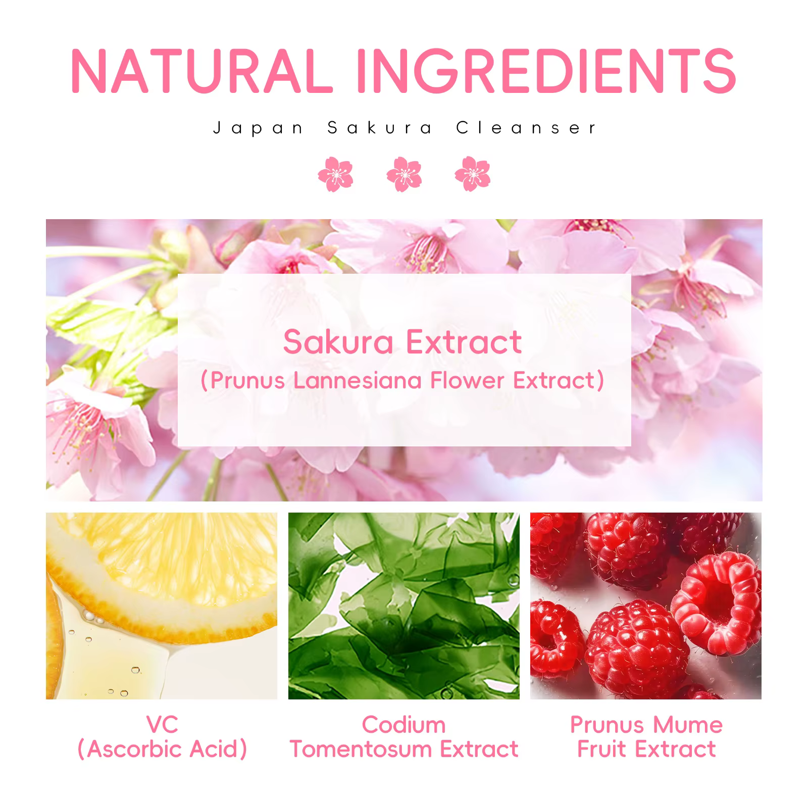 LAIKOU Sakura nettoyant doux nettoyage en profondeur contrôle de l'huile hydratant rétrécit les Pores visage soins de