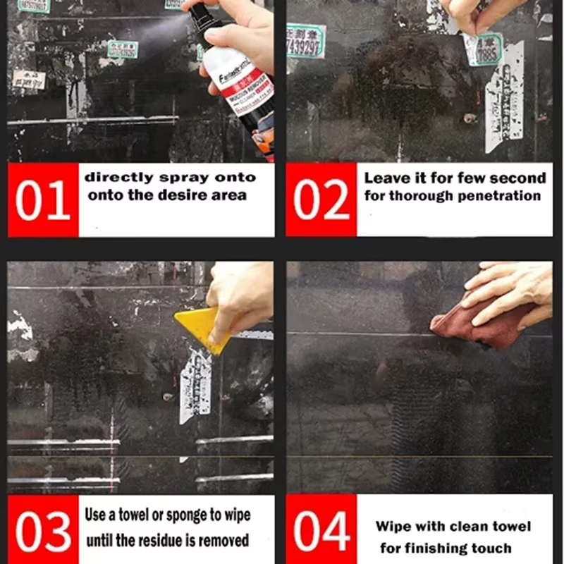 Dégraissant Adhésif pour Vitres de Voiture, Nettoyant pour Film Adhésif, Spray Nettoyant pour Autocollants, Dissolvant de Colle, Agent de Nettoyage, Produits d'Entretien