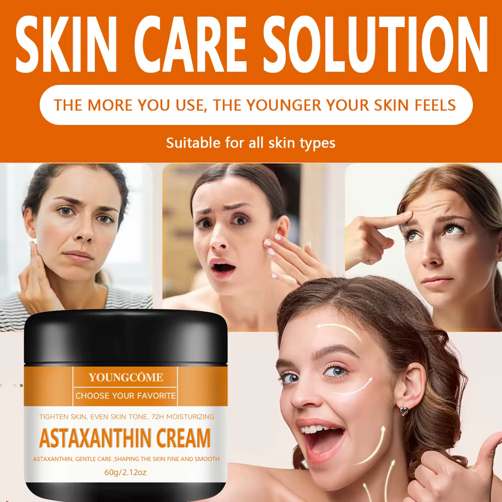 30/60g Crème Visage Astaxanthine - Soin Doux pour Peaux Lises