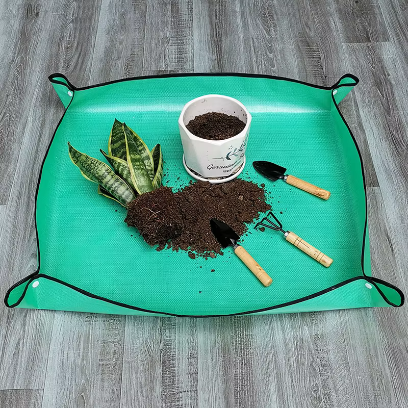 Tapis de transplantation de Pots de fleurs 50x50cm, tapis de plantation de jardinage, tapis de reprise de plantes Pe, pliable et étanche, tapis d'empotage de jardinage