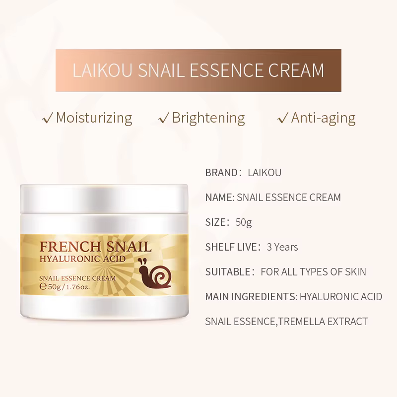 LAIKOU escargot crème pour le visage acide hyaluronique hydratant raffermissant