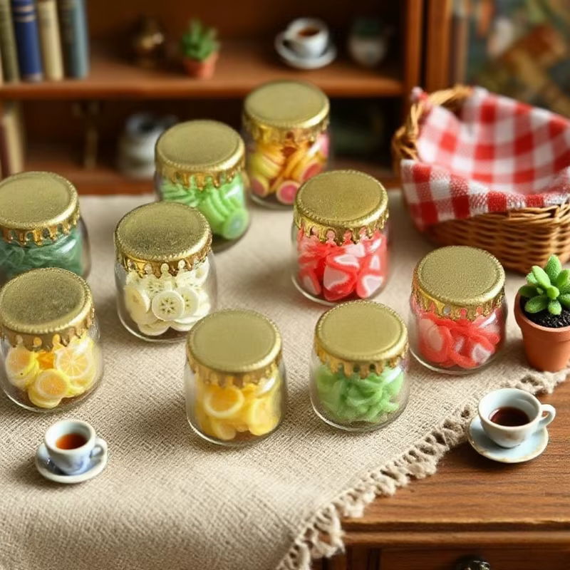 Miniatures de bouteilles en verre-modèle de cuisine miniature mignon et exquis avec bouchons dorés, accessoires de bricolage et fournitures de projets artisanaux.