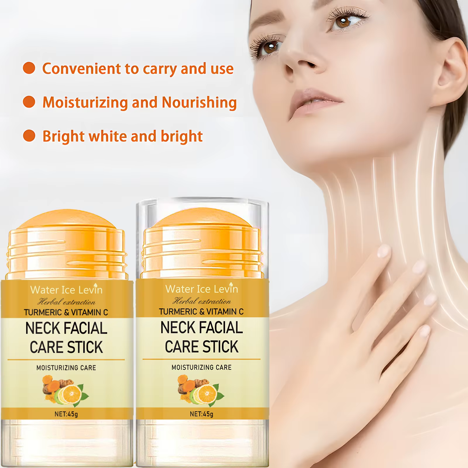 Curcuma et vitamine C cou visage soin rides lignes Lifting blanchiment serrer Double menton Anti-âge rajeunissement