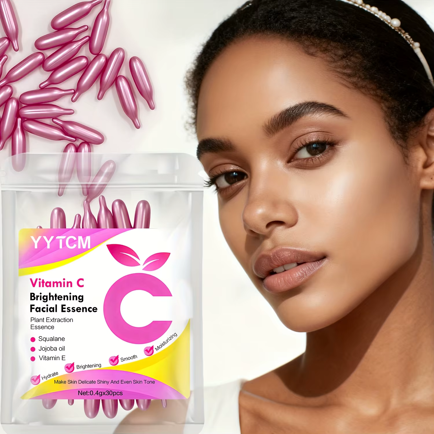 Essence en capsules éclaircissante et hydratante à la vitamine C