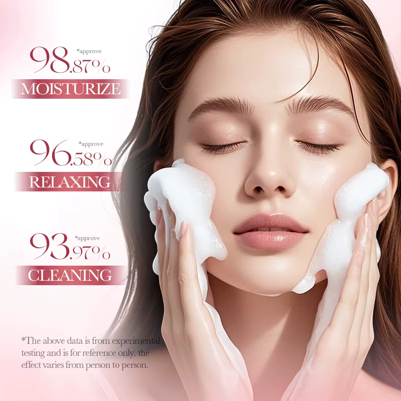 SADOER Nettoyant Visage Rose à l'Aloe Hydratant Nettoyage en Profondeur Anti-âge Apaisant Mousse Nettoyante Soin de la Peau