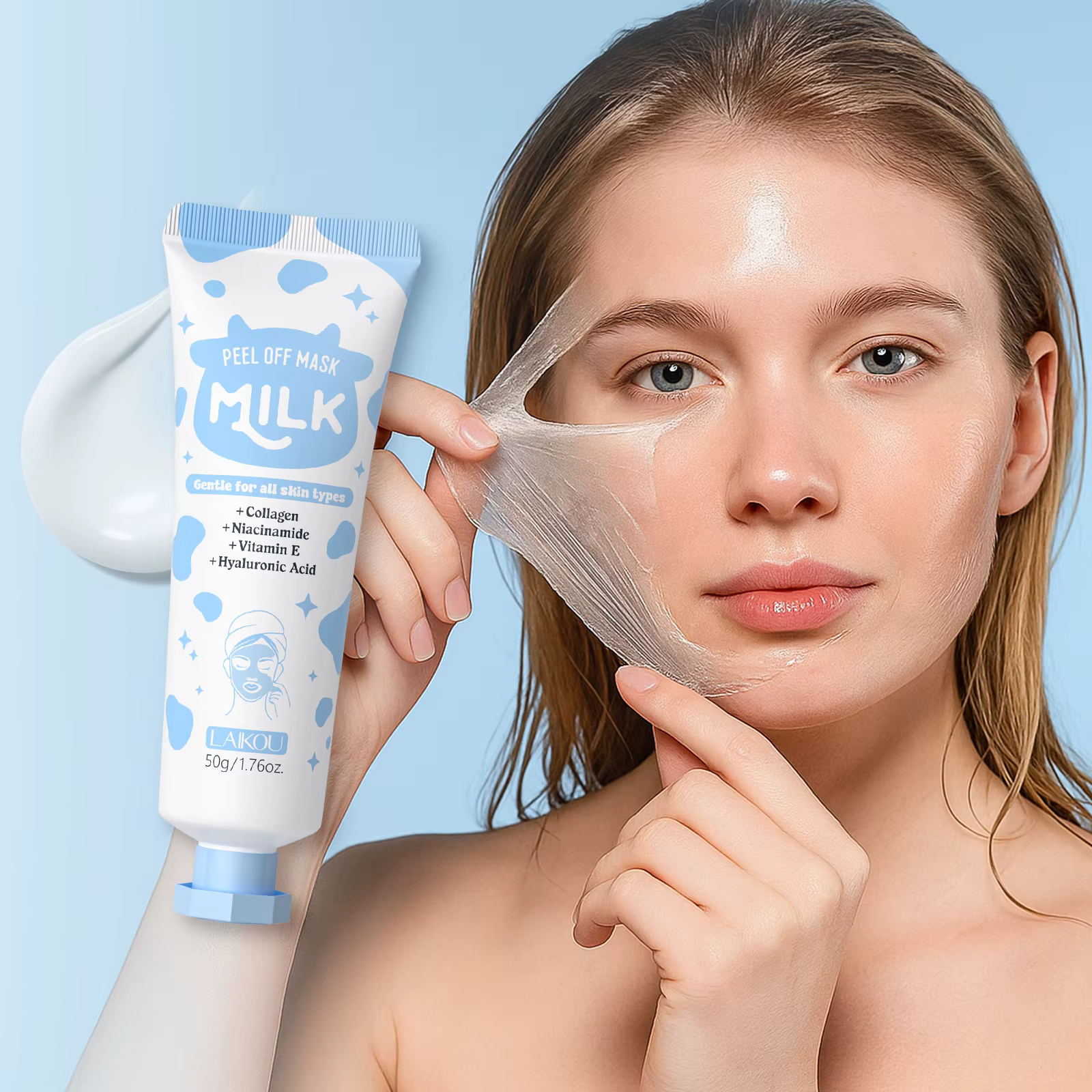LAIKOU masque pelable au lait pour le traitement du visage nettoyage en profondeur élimination des points noirs raffermissement des pores éclaircissant