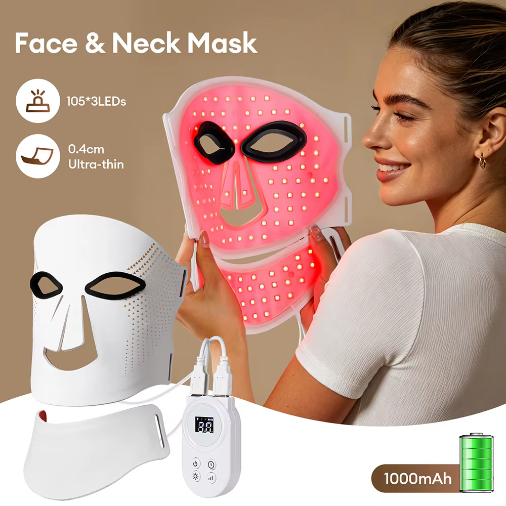 Masque LED en silicone pour le visage et le cou
