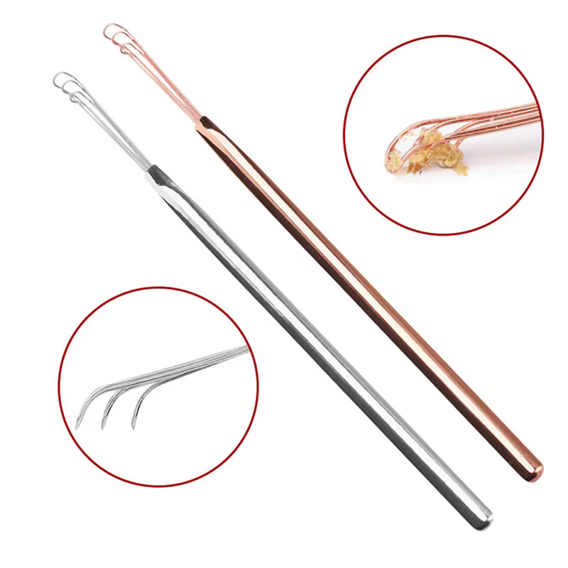 Nettoyeur d'oreille Portable en acier inoxydable, cuillère à oreille, dissolvant de Curette de cire d'oreille, cuillère de nettoyage d'oreille, outil de nettoyage en spirale