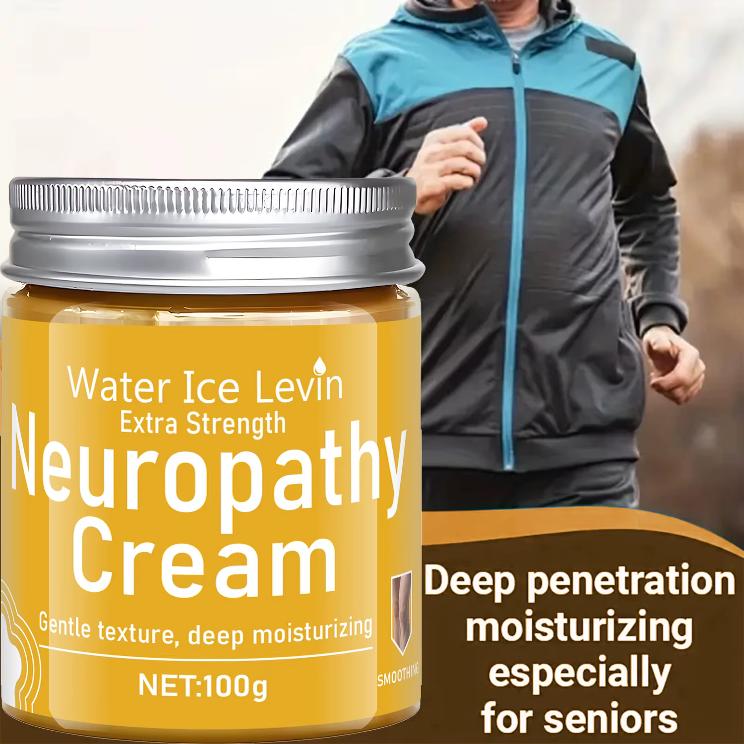 Crème de neuropathie extra résistante Water Ice Levin. Hydratant profond et doux pour les personnes âgées