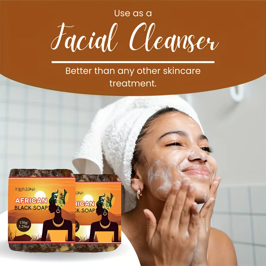 Savon noir africain nettoyage en profondeur exfoliant visage hydratant peau lissant