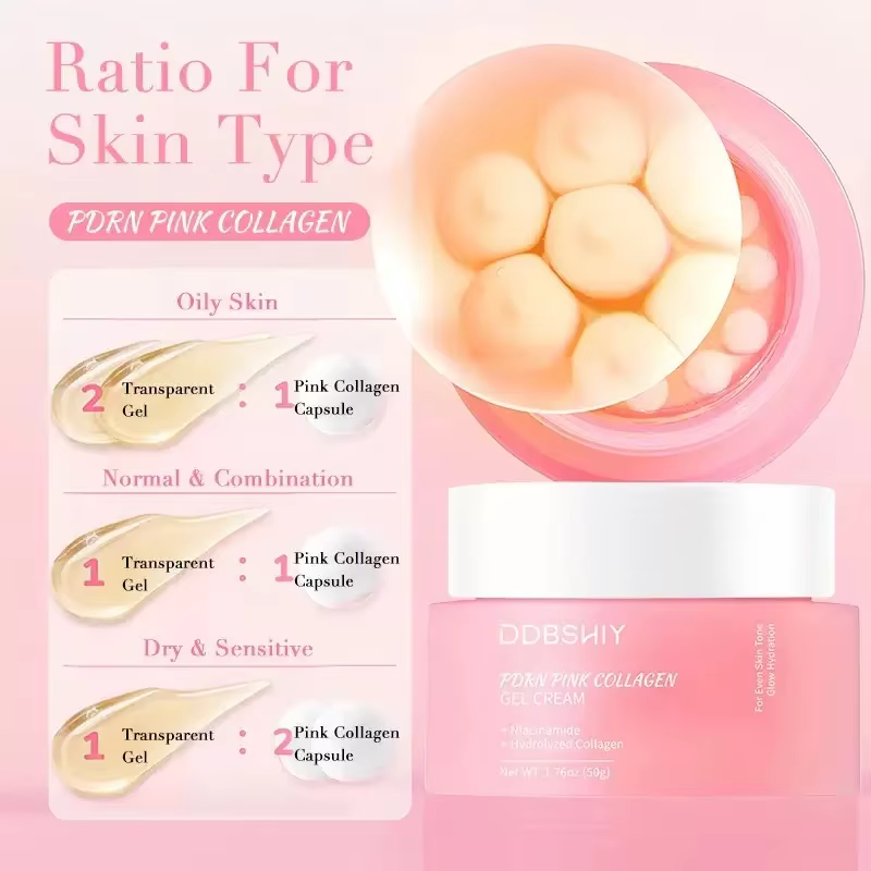 Crème Coréenne PDRN au Collagène Rose et Niacinamide pour un Teint Uniforme – Hydratant Visage Léger Non Gras