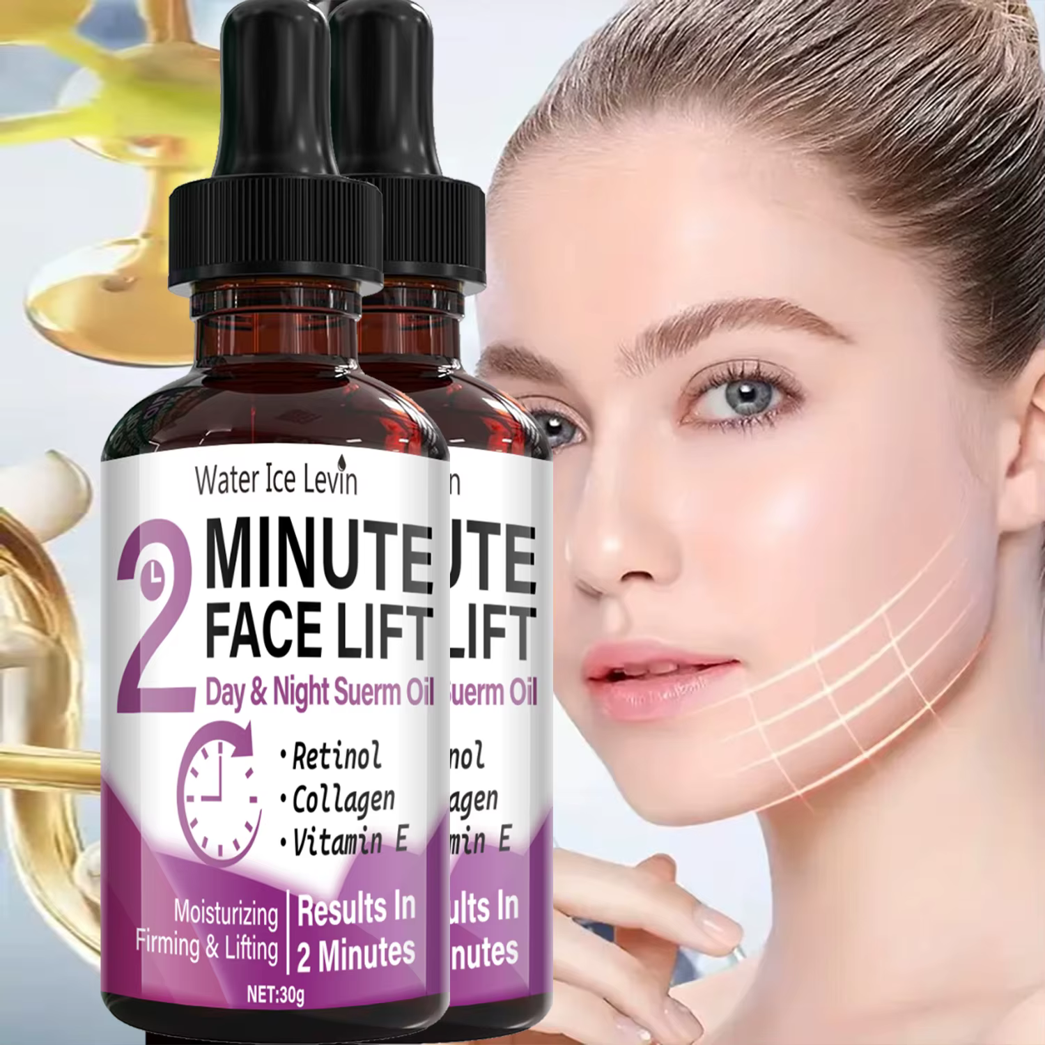 Minute Face Lift Huile de sérum jour et nuit au rétinol et au collagène – Hydratant, raffermissant et liftant en 2 minutes