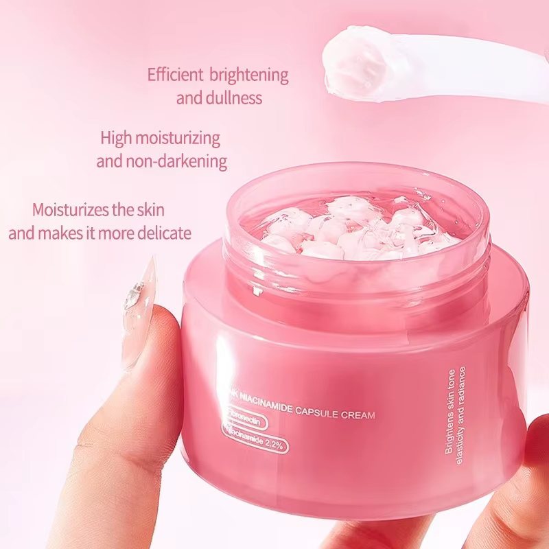 Crème Coréenne au Collagène Rose PDRN en Capsules avec Niacinamide pour un Teint Uniforme