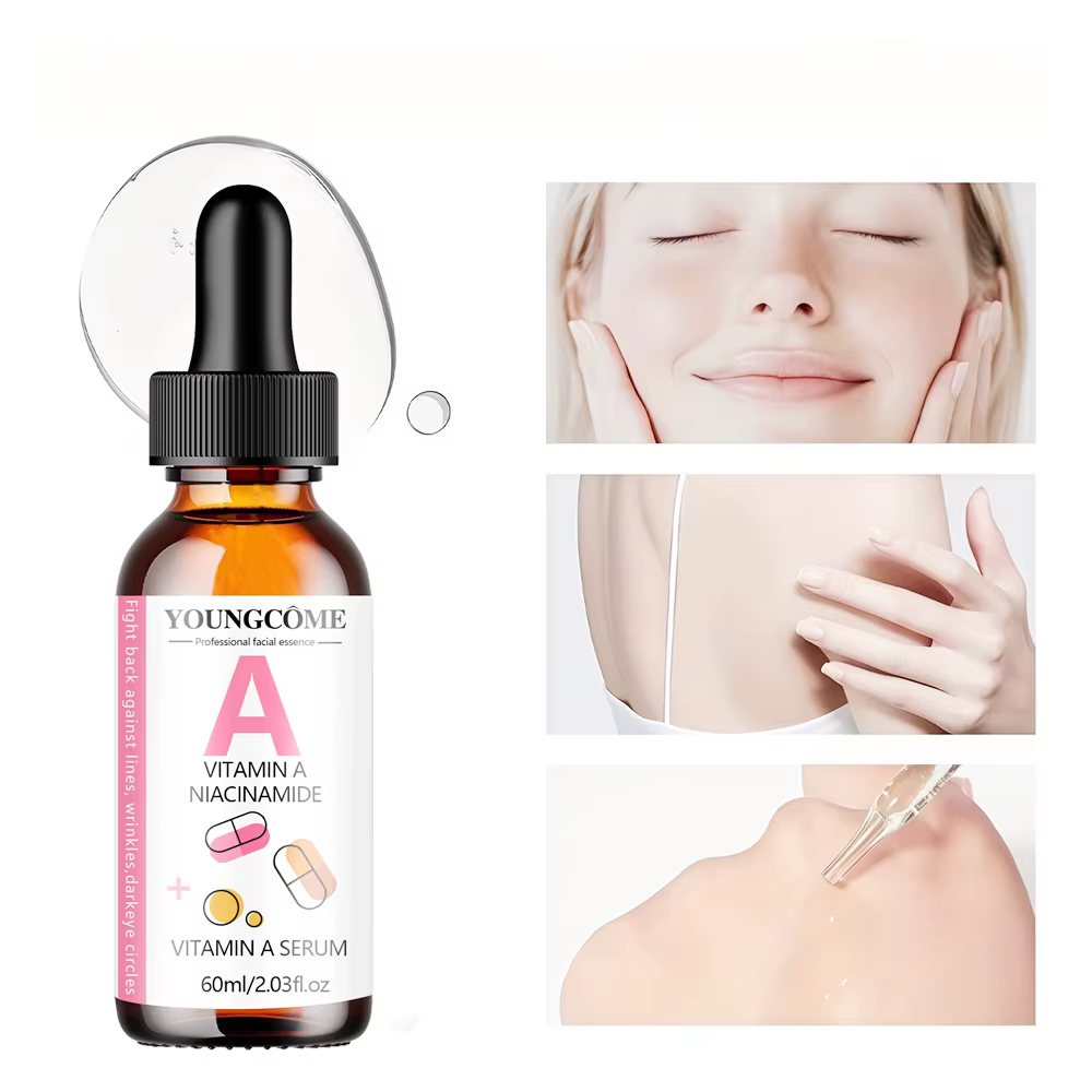 Sérum à la vitamine A avec rétinol et acide hyaluronique - Éclaircit la peau et hydrate le contour des yeux - Soin