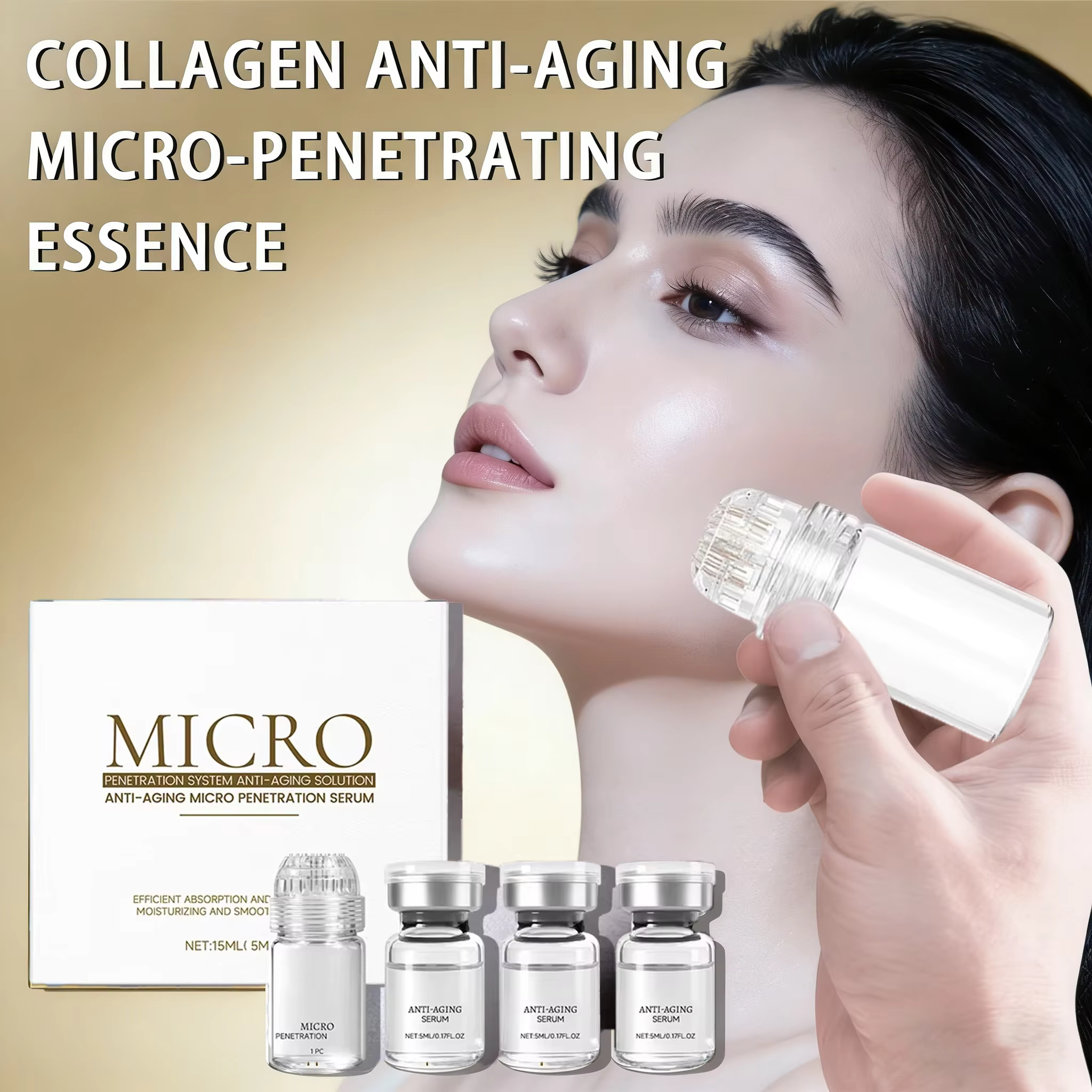 Ensemble d'essences anti-âge au collagène hydratantes