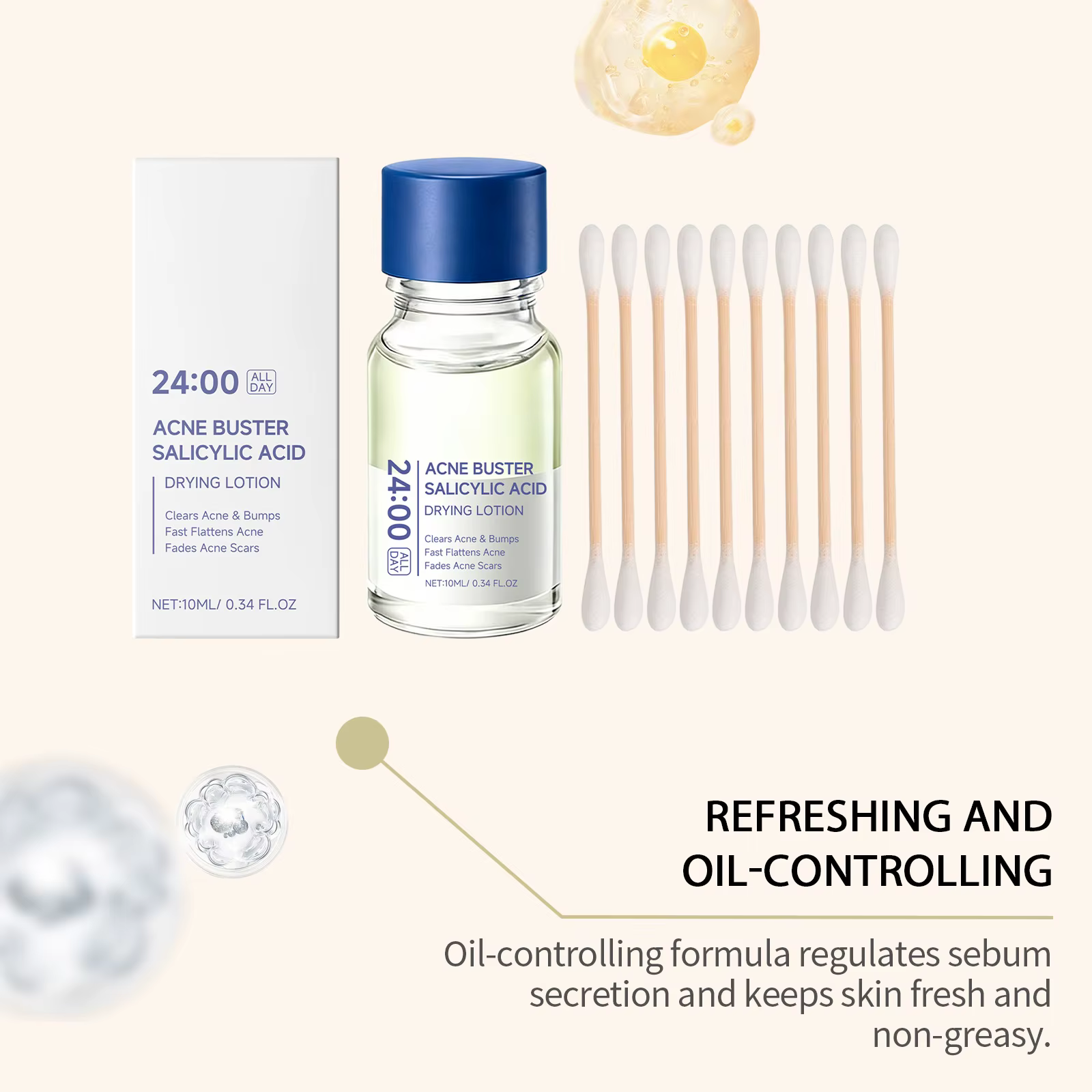 Sérum Traitant l'Acné à l'Acide Salicylique et Niacinamide – Correcteur de Taches, Soulagement des Boutons, Estompe les Marques d'Acné, Contrôle du Sébum pour Peaux Sensibles