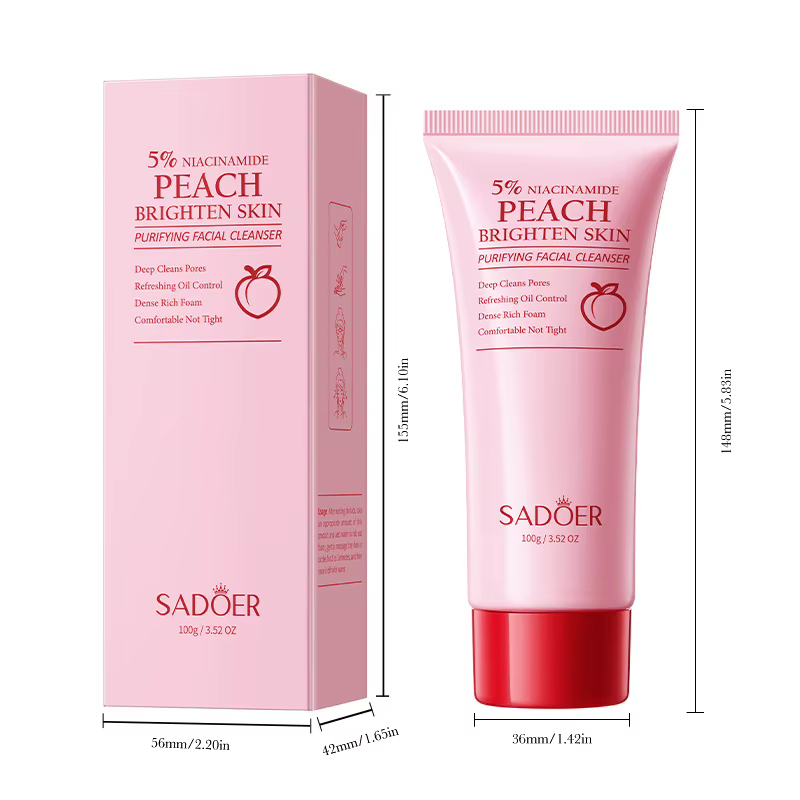 SADOER Nettoyant Visage Moussant au Niacinamide et Miel de Pêche Hydratant