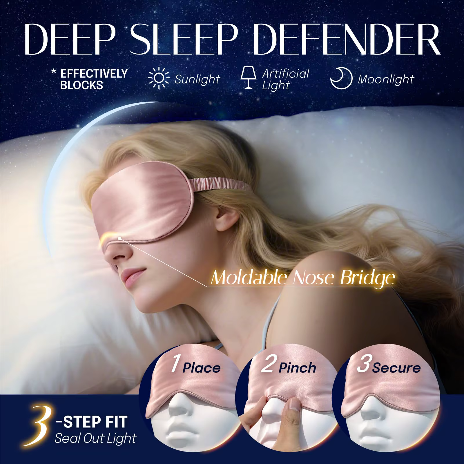 Masque de sommeil en soie - 100% occultant